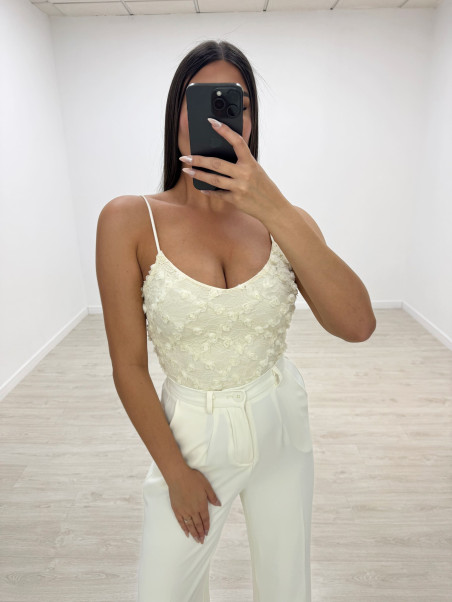 TOP FLOR VOLUMEN BEIGE